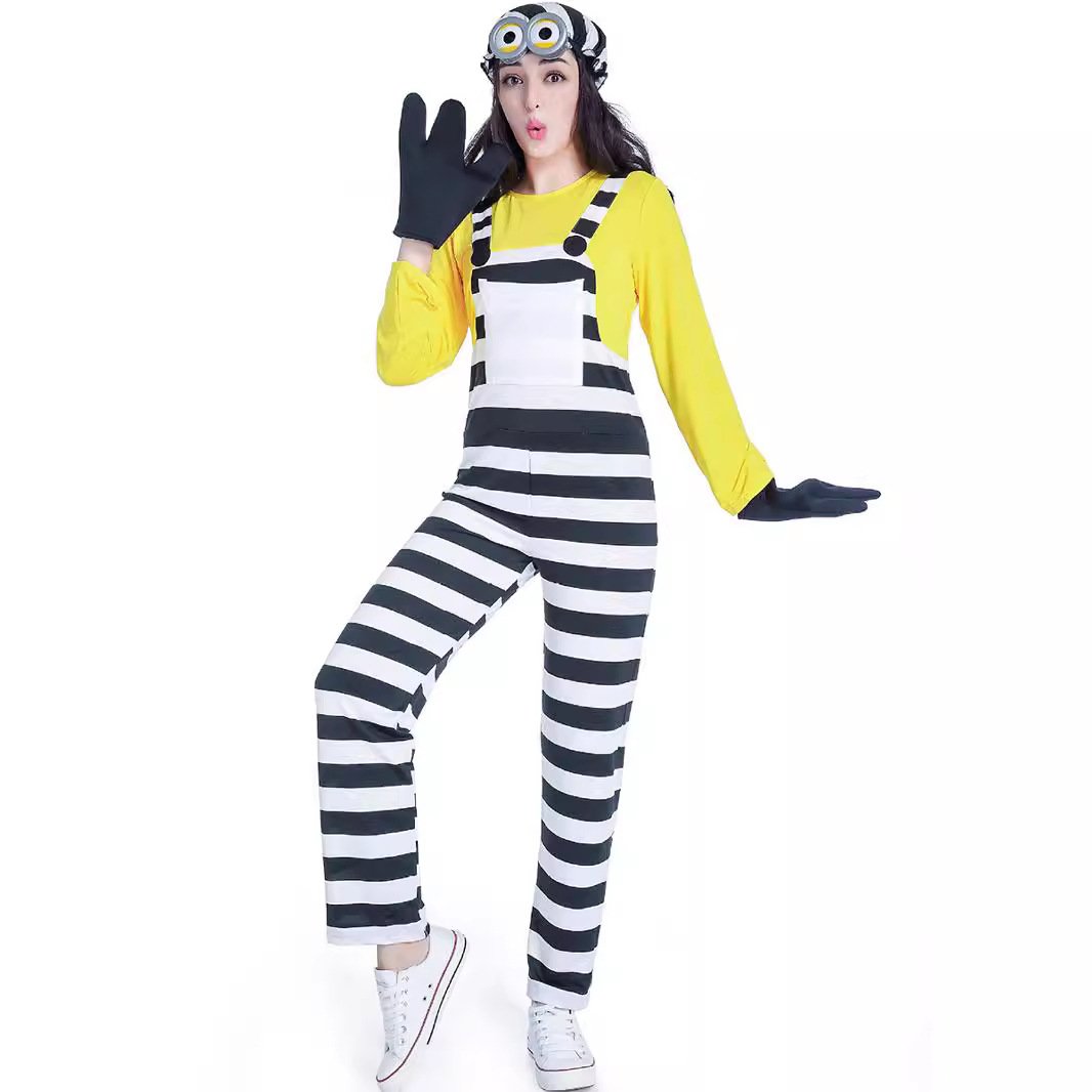 Adult Costume Couples Halloween Outfit Women Men Little Yellow Man Cartoon Cosplay Suit