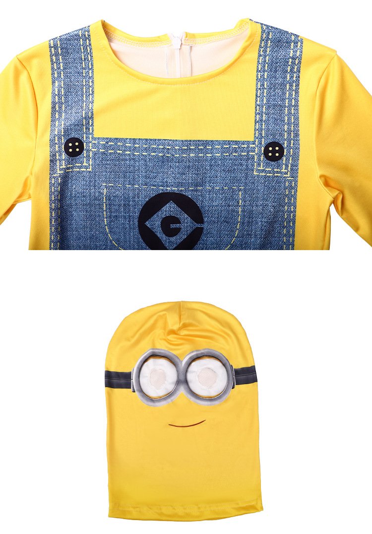 Kids Youth Costume Yellow Jumpsuit and Helmet for Halloween Cosplay