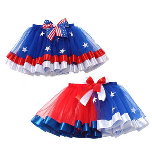 Girls Patriotic Tutu Dress with Wing and Fairy Wand 4th of July Outfit Cute US Flag Clothes