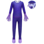 Kids Ennui Jumpsuit Inside Emotion Out Cosplay Costume with Mask for Halloween Party