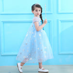 Girls Elsa Dress Summer Blue Snow Queen Birthday Dress Kids Princess Dress Halloween Costumes