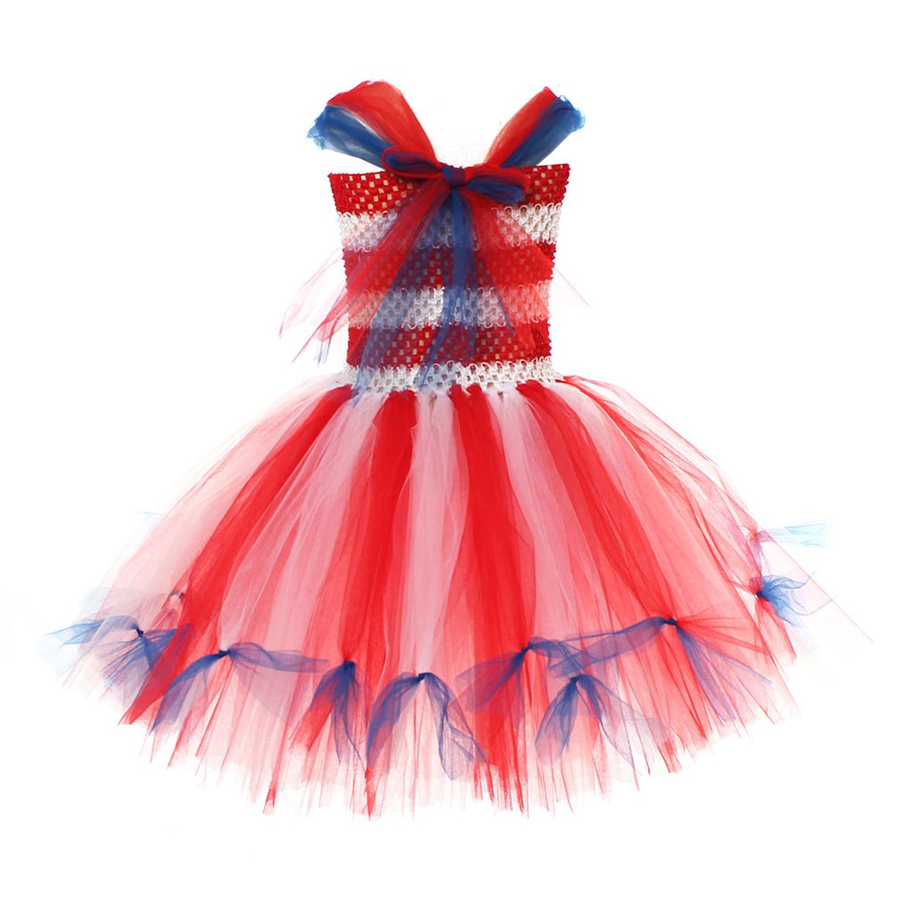 Girl American Flag Dress and Headband 4th of July Clothes for National Day Parade