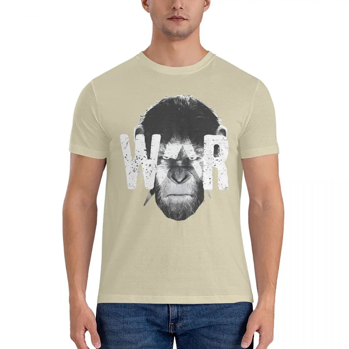Men Caesar T Shirt Cotton Vintage Short Sleeve Round Collar T-Shirt with Plus Size