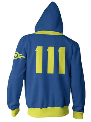 Adult Fallout Vault 33 Costume Vault 111 Nate and Nora Zip Up Hoodie Unisex Sweatshirt with Plus Size