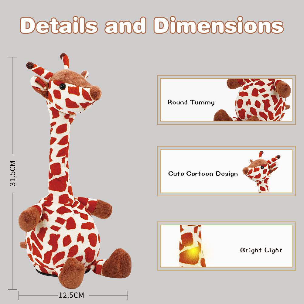 Giraffe Dancing Toys Plush Song Learn To Speak Recording Doll with Colorful Lights