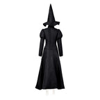 Women Elphaba Costume with Witch Hat Black Witch Dress for Halloween Cosplay