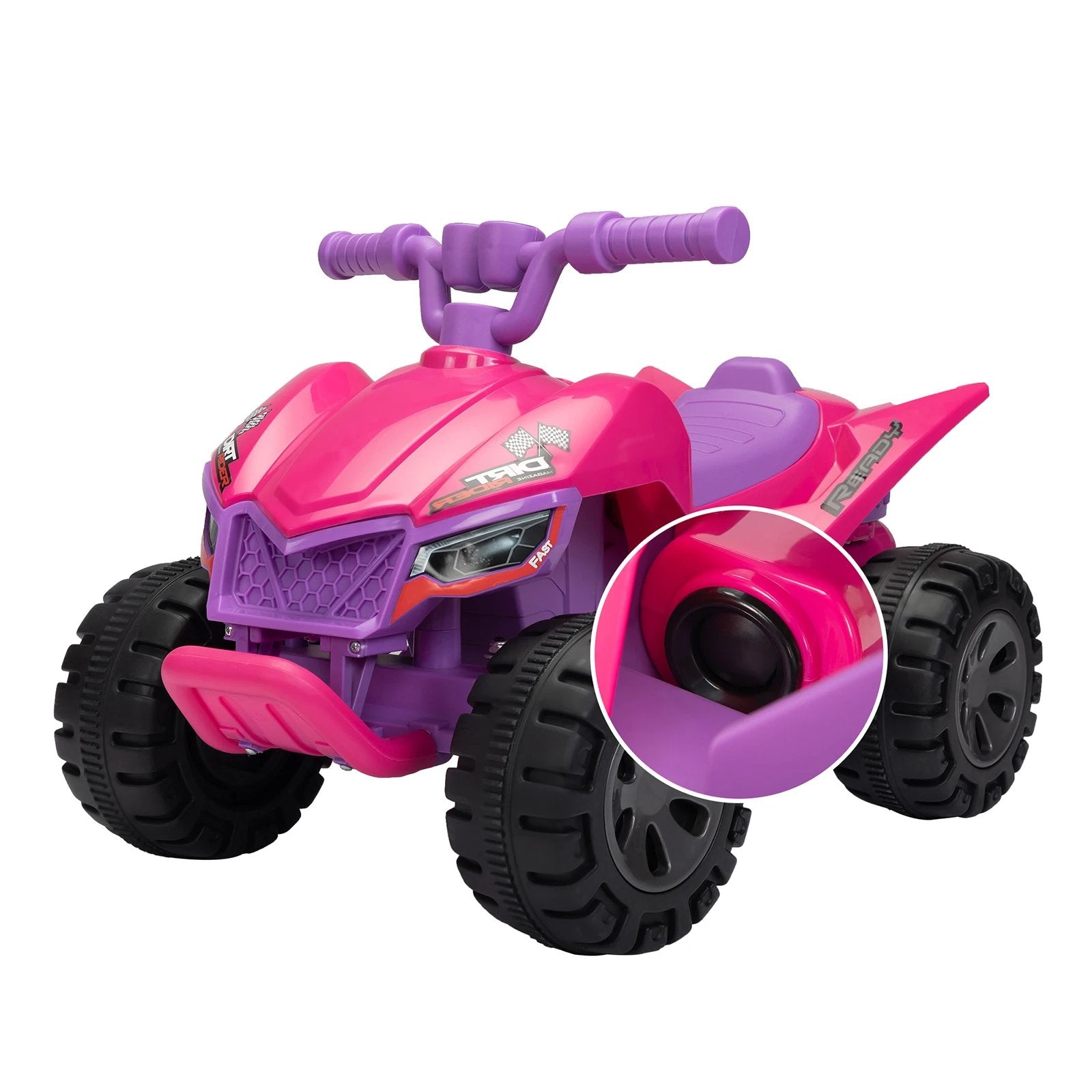 Kids 6V Electric Ride-On ATV Quad Car with Music LED Lights and Spray Device