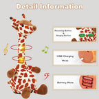 Giraffe Dancing Toys Plush Song Learn To Speak Recording Doll with Colorful Lights