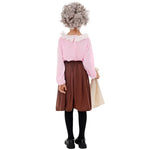 Girls Old Lady Costume 100 Days of School Dress Up Outfit with Wig and Walking Stick