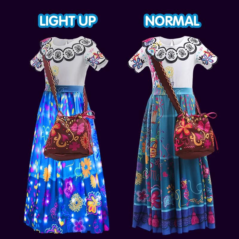 Girls Mirabel Light Up Dress Princess Glowing LED Fancy Costume for Dress Up Size 3T-10