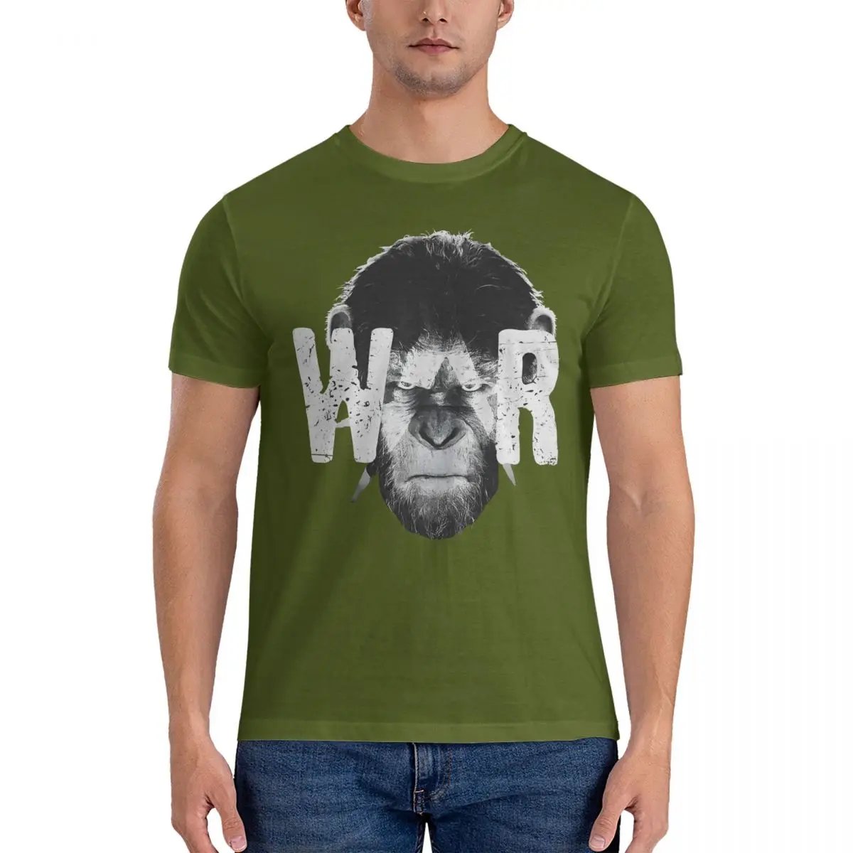 Men Caesar T Shirt Cotton Vintage Short Sleeve Round Collar T-Shirt with Plus Size