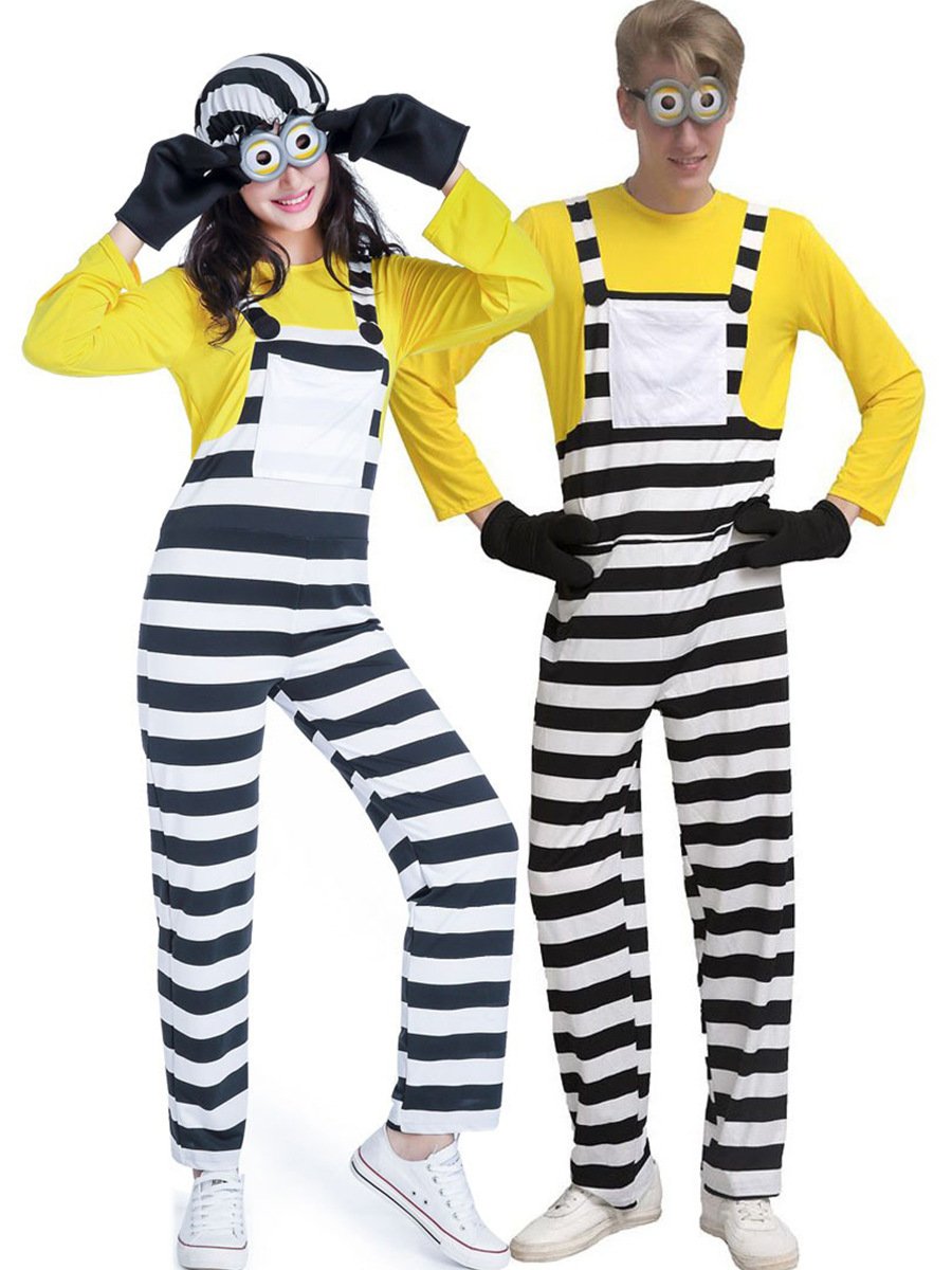 Adult Costume Couples Halloween Outfit Women Men Little Yellow Man Cartoon Cosplay Suit