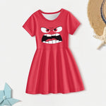 Girls Anger Costume Inside Anger Red Dress and Mask for Halloween Cosplay