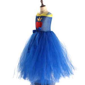 Girls Evie Dress Blue Ball Gown Tulle Party Dress with Crown for Cosplay