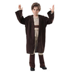 Boys Master Knight Costume Force Master Halloween Outfit Tunic Hooded Robe Pants and Foot Cover Suit