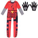 Kids The Rise of Red Jumpsuit and Gloves Suit Girls Princess Red Costume and Wig for Cosplay