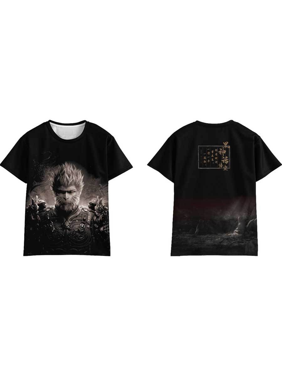 Adult Black Myth Wukong T-shirt Unisex Game Fans' Daily Wear Sun Wu Kong Shirt Black Myth Cosplay Outfit