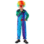 Kids Mardi Gras Jester Costume Jumpsuit Wig and Nose Outfit for Boys Girls