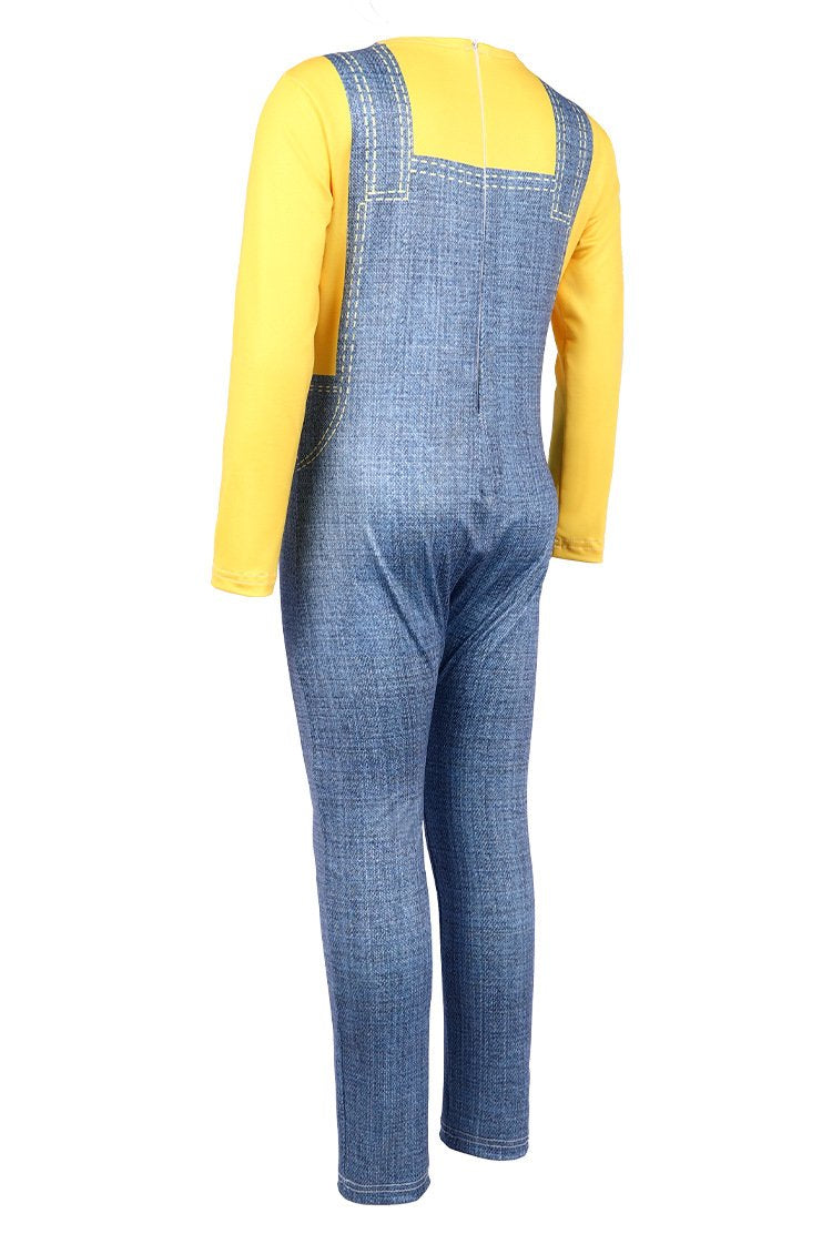 Kids Youth Costume Yellow Jumpsuit and Helmet for Halloween Cosplay