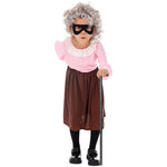 Girls Old Lady Costume 100 Days of School Dress Up Outfit with Wig and Walking Stick