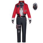 Mens Billy Kid Cosplay Costume Game ZZZ Cunning Hares Billy Red Jacket Halloween Outfit with Mask