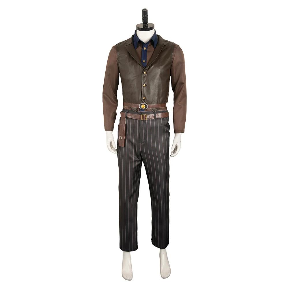 The Ghoul Costume Brown Coat Pants Hat and Accessories Full Set for Cosplay Party
