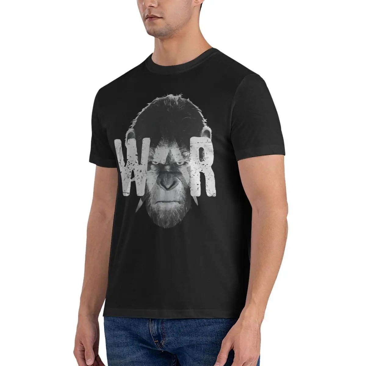Men Caesar T Shirt Cotton Vintage Short Sleeve Round Collar T-Shirt with Plus Size