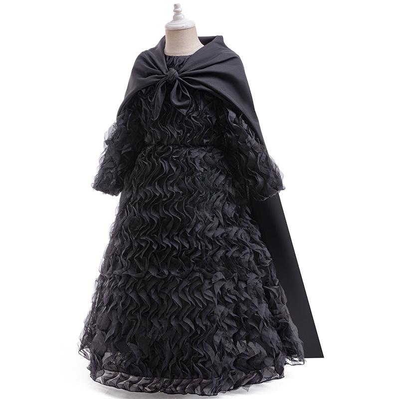 Girls Elphaba Costume Black Wicked Dress and Cape for Dress Up Party