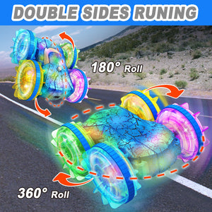 2.4G Amphibious Vehicle Double-Sided Stunt RC Car Colorful Lights