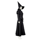 Women Elphaba Costume with Witch Hat Black Witch Dress for Halloween Cosplay
