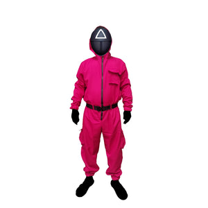 Adult Hot Pink Soldier Cosplay Costume Triangle Guard Jumpsuit