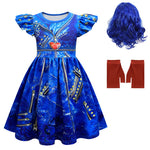 Kids Evie Dress Princess Cosplay Costume Evie Wig Gloves and Dress for Halloween Carnival