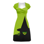 Female Wicked Green Dress Short Sleeve Witch Costume for Halloween Carnival