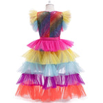 Girls Mardi Gras Costume Sequined Jumpsuit with Tiered Tulle Overskirt for Carnival Parade