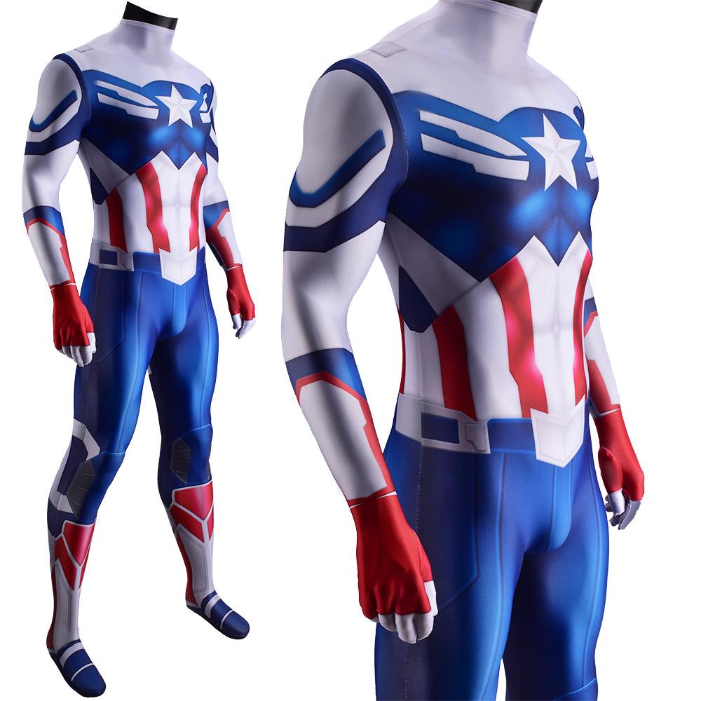 Captain Superhero Costume Adults Avenger Jumpsuit Cosplay Outfit