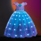 Girls Mermaid Light Up Dress Ariel Princess LED Party Outfit Tulle Seamaid Halloween Costume