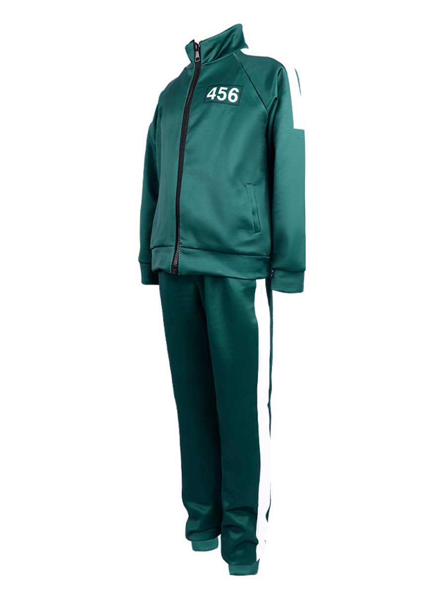 Adult Player 456 Track Suit Green Zipper Jacket and Pants Costume