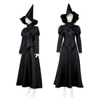 Women Elphaba Costume with Witch Hat Black Witch Dress for Halloween Cosplay