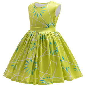Girls Joy Dress Movie Cosplay Outfit Birthday Party Dress Yellow Printing Dress