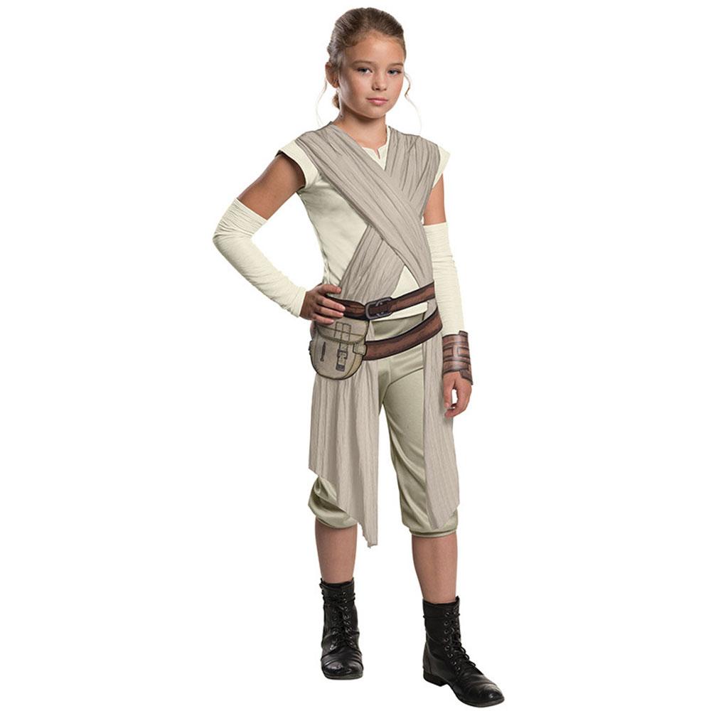 Girls Rey Costume Halloween Rey Cosplay Outfit Jumpsuit Belt and Wrist Band Suit