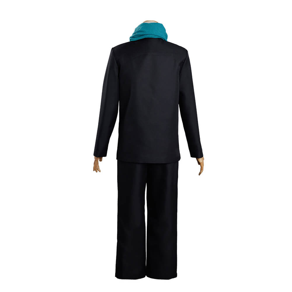 Adult Toge Costume Black Sorcerer Uniform Tops Pants and Scarf for Halloween Cosplay
