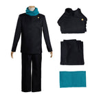 Adult Toge Costume Black Sorcerer Uniform Tops Pants and Scarf for Halloween Cosplay