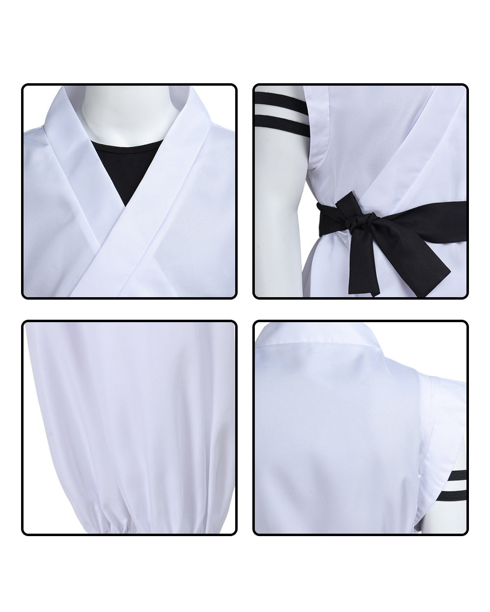 Sukuna Sleeveless Kimono Set White Combat Uniform Tops Pants Vest with Accessories