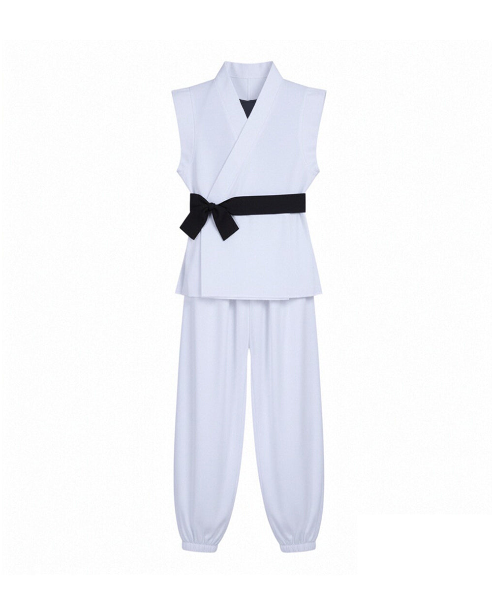 Sukuna Sleeveless Kimono Set White Combat Uniform Tops Pants Vest with Accessories