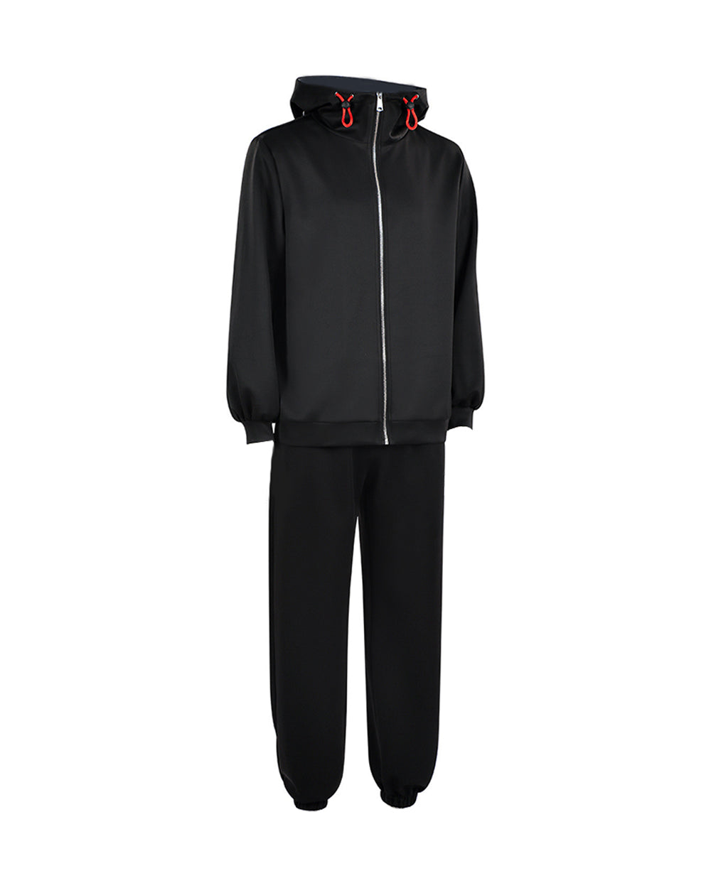 Yuji Tracksuit Black Zip-up Hoodie and Joggers 2pcs Suit for Cosplay Daily Wear