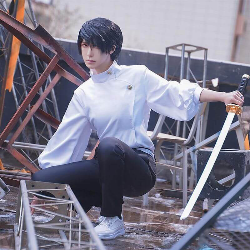 Adult Yuta Costume White Uniform Set Shirt Pants and Belt Full Set for Cosplay Events