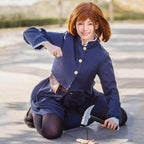 Nobara Costume Blue Cosplay Shirt Dress Bag Wig Full Set for Themed Party