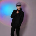 Adult Satoru Outfit Black Tops Pants with Wig Blinder and Glasses for Cosplay Party