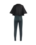 Maki Costume Dark Green Sorceress Outfit Jumpsuit with Black Cape and Belt