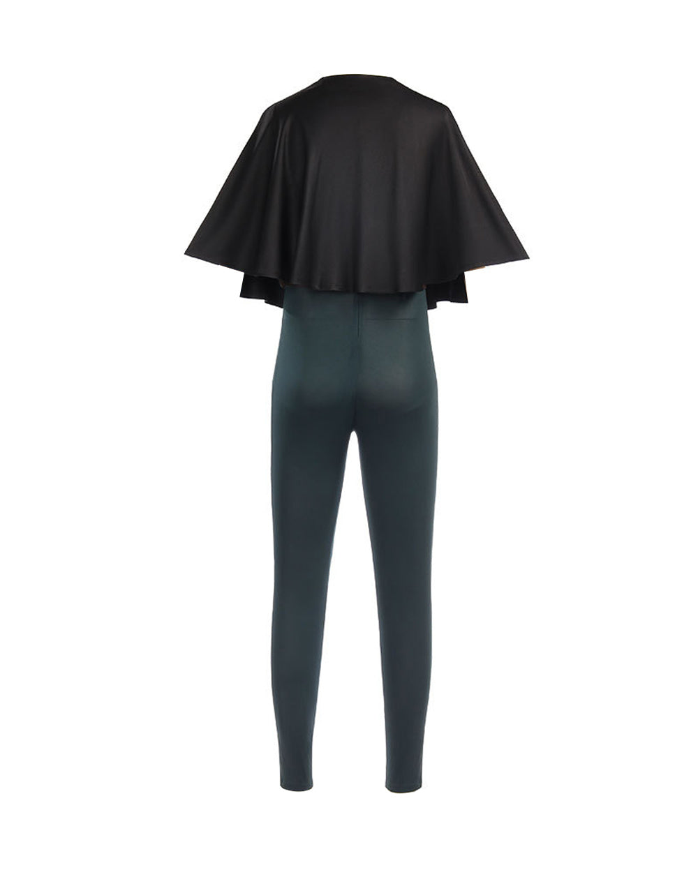 Maki Costume Dark Green Sorceress Outfit Jumpsuit with Black Cape and Belt
